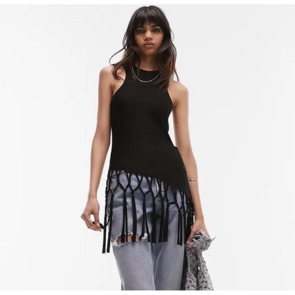 🖤🖤TopShop Black Fringe Hem Women's Top🖤🖤